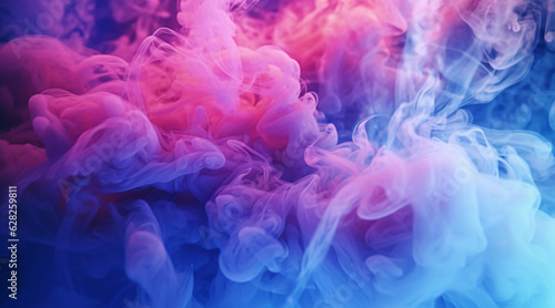 Color explosion fluorescent background paint in water vibrant smoke cloud texture glowing blue and purple 