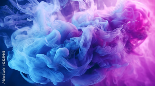 Color explosion fluorescent background paint in water vibrant smoke cloud texture glowing blue and purple 