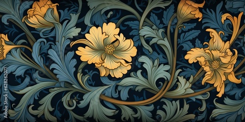 AI Generated. AI Generative. FLoral botanical flowers leaf pattern background texture. Graphic Art