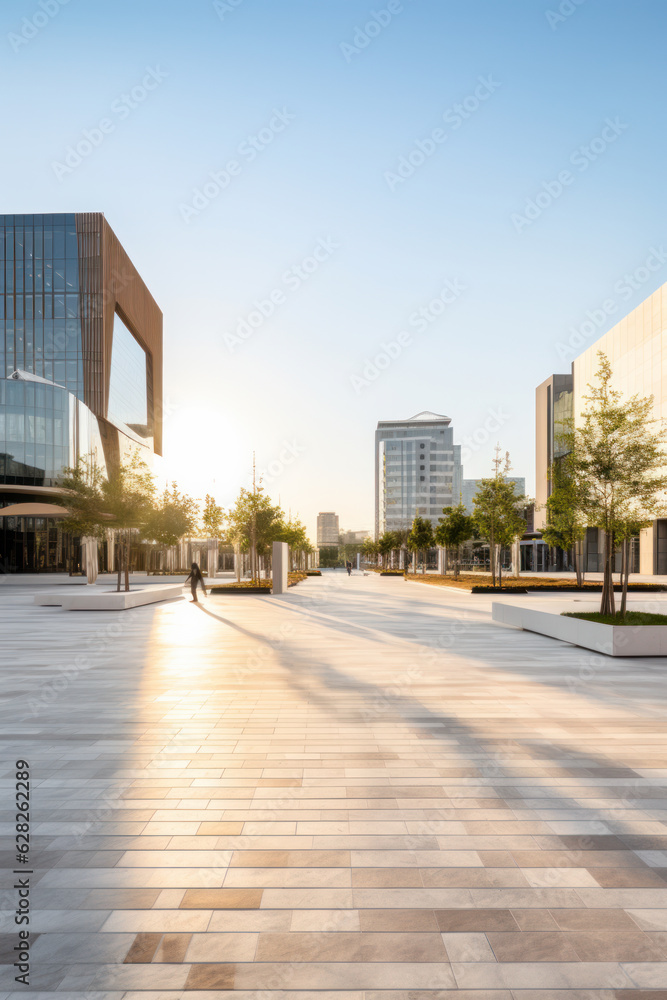 empty parking lot with modern building empty parking lot with modern building