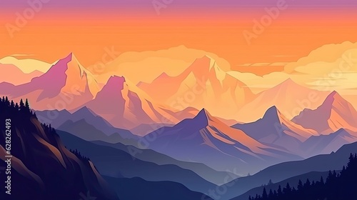mountain peaks in beautiful sunset light © neirfy