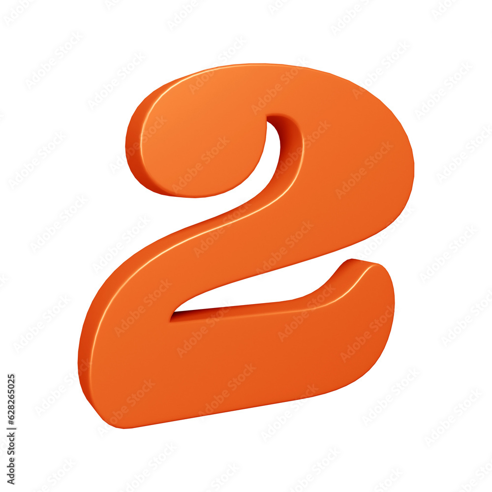 3d orange number 2 design for math, business and education concept 3d orange number 2 design for math, business and education concept