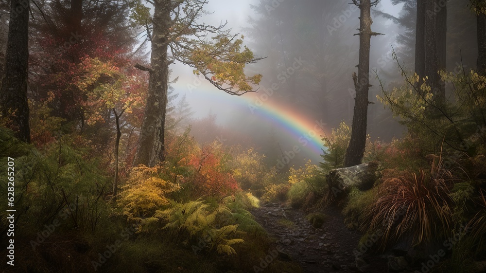 beautiful landscape, rainbow after storm