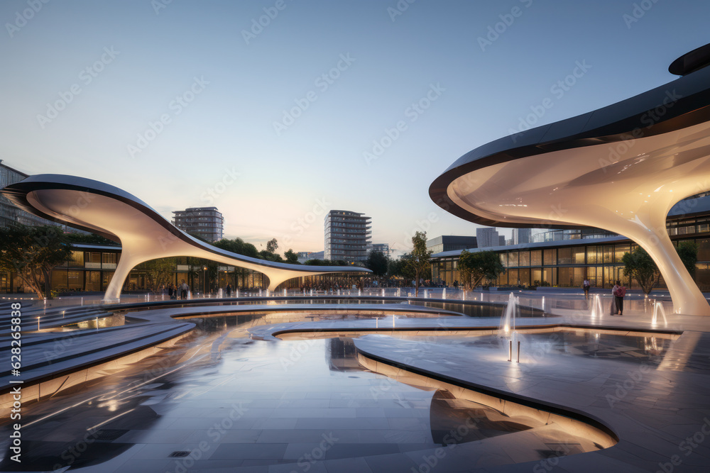 modern building with empty floor at dawn modern building with empty floor at dawn