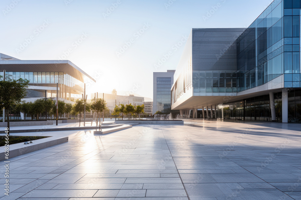 Fototapeta premium empty parking lot with modern building