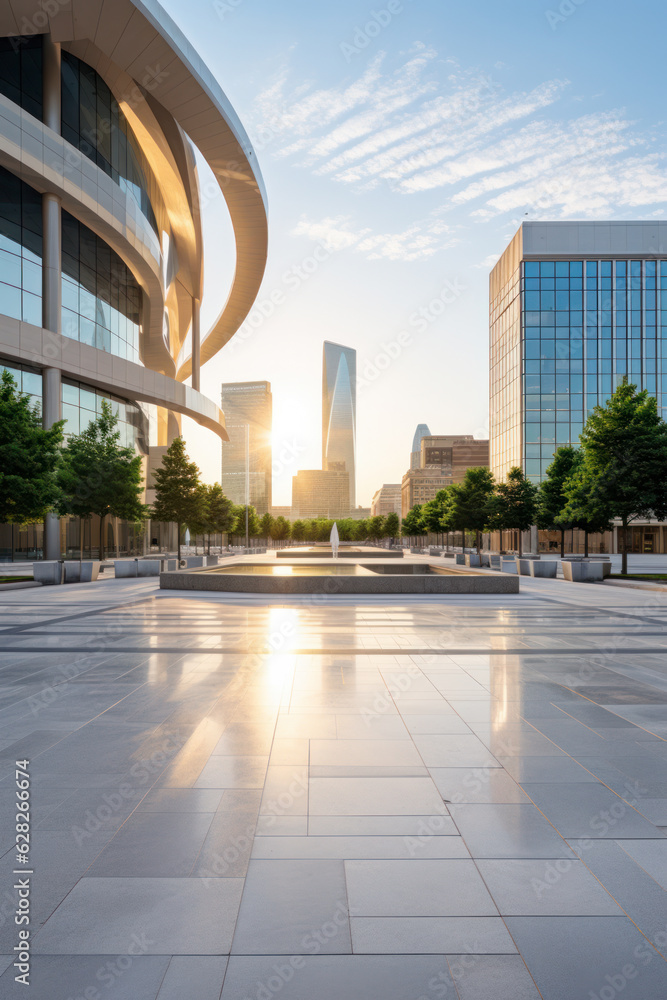 Fototapeta premium empty parking lot with modern building