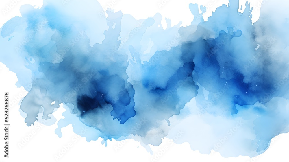 Blue Watercolor Stain on Transparent Background