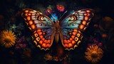  a colorful butterfly sitting on top of a field of flowers.  generative ai