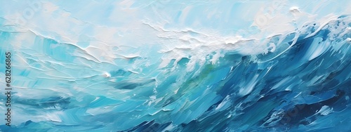 Close-Up Organic Ocean Waves Abstract Oil Painting