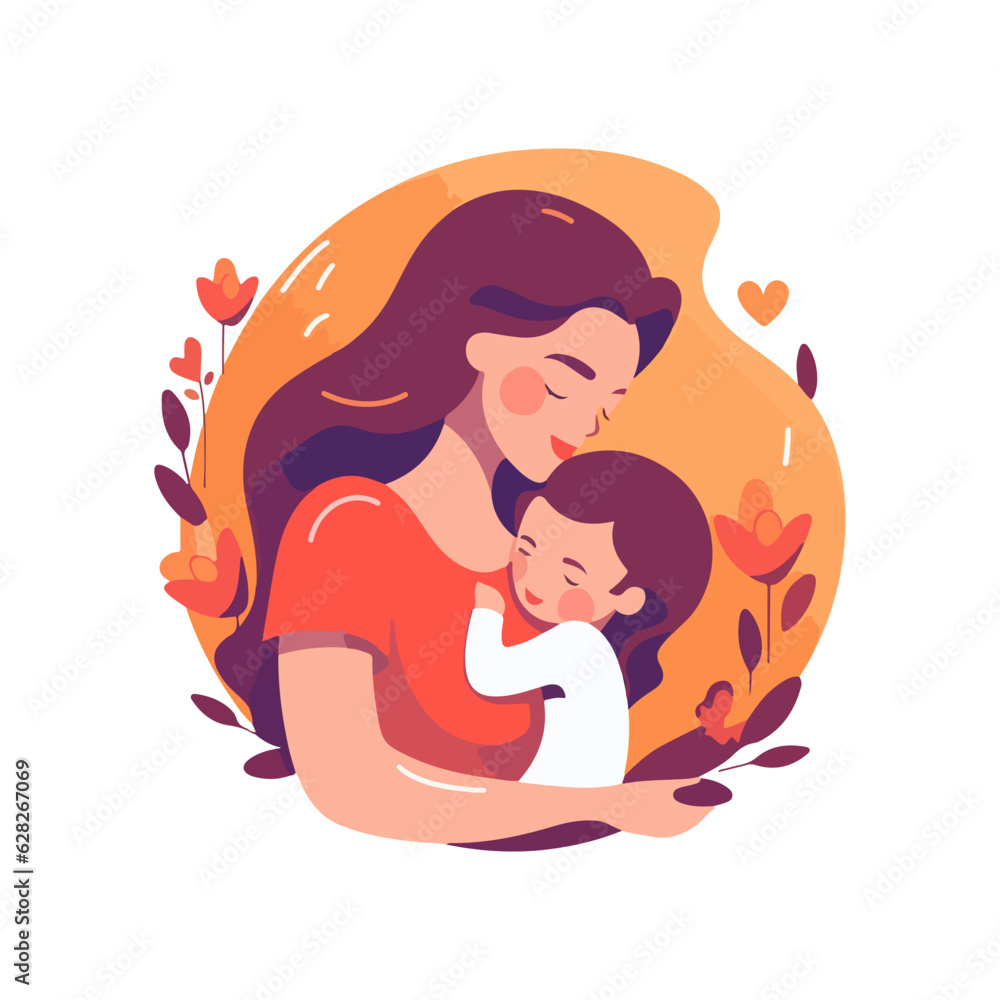 mother and child vector logo