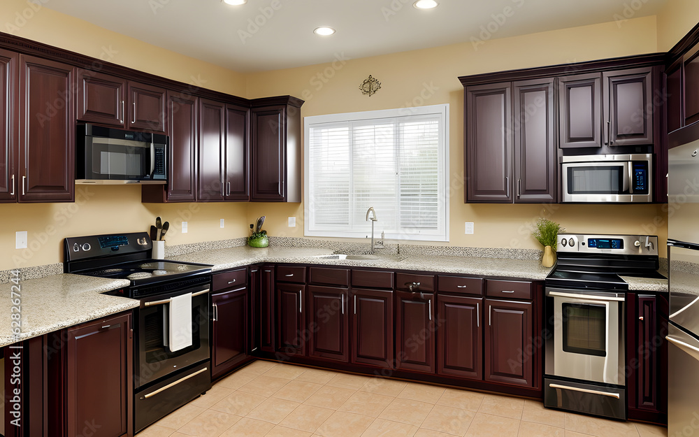 Fototapeta premium Photorealistic kitchen set minimalis modern style. Mockup kitchen. House kitchen