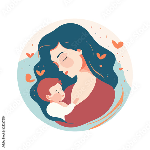 mother and child vector logo