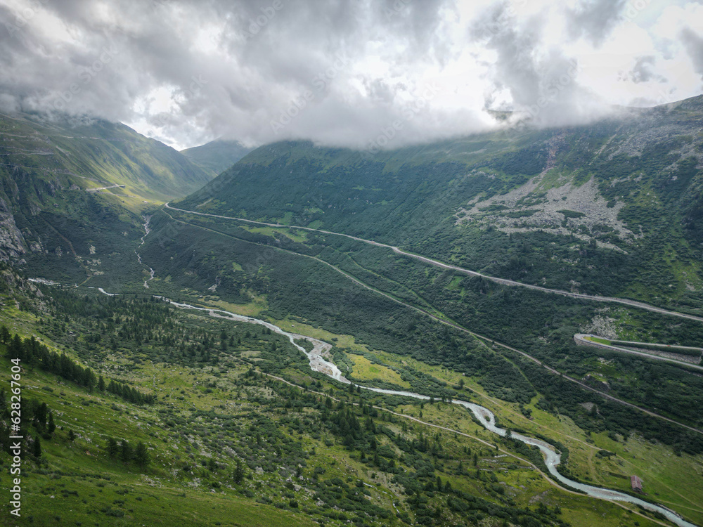 Obraz premium Landscape in the mountains, drone photography, mountain roads