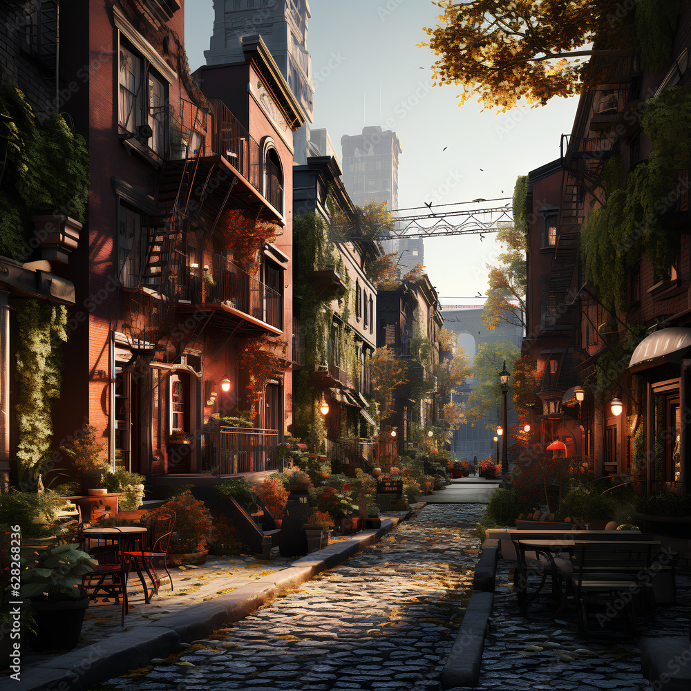 A beautiful alleyway without people, Created with generative AI
