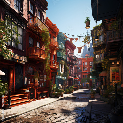 A beautiful alleyway without people, Created with generative AI © 일 박