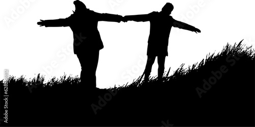 Mutter und Sohn Hand in Hand in den Dünen - Gemeinsam Fliegen - Glücklich