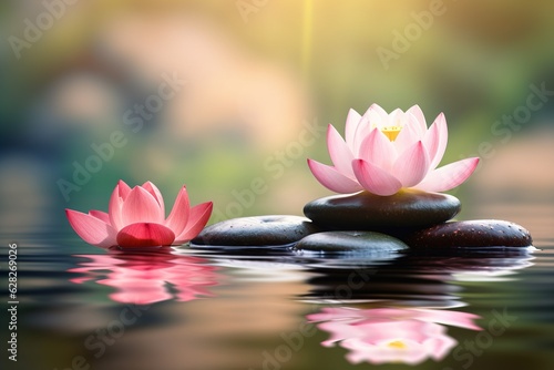 Zen meditation harmony. Beautiful lotus flower.