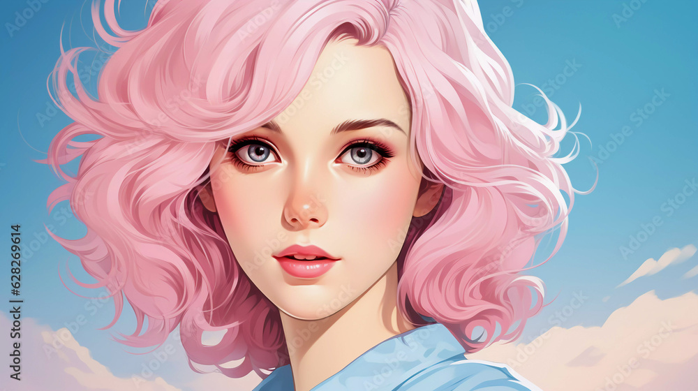 Ethereal Anime Beauty: Portrait Illustration of a Mesmerizing Anime Girl, Generative AI