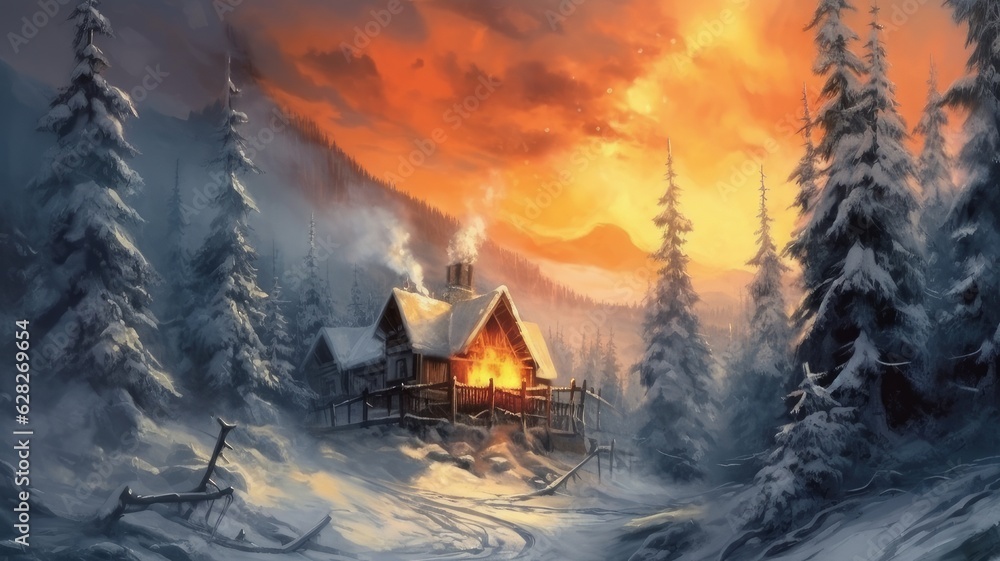 modern house in winter modern house in winter