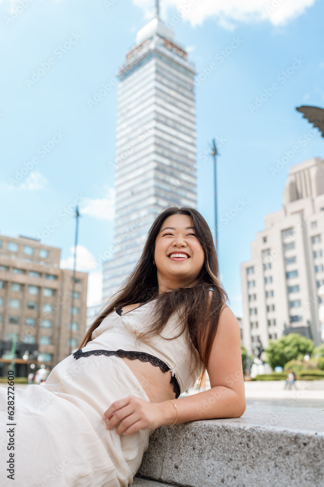 beautiful asian girl in the city 