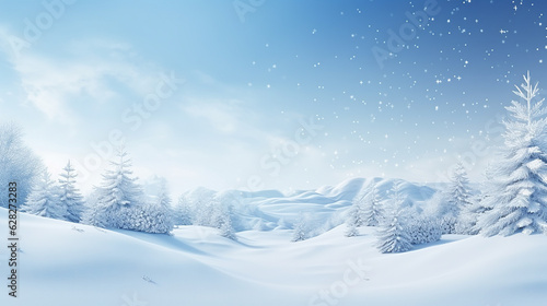 Winter background of snow and frost with free space for your decoration. Snowfall, snowflakes in different shapes and forms, snowdrifts. © steftach