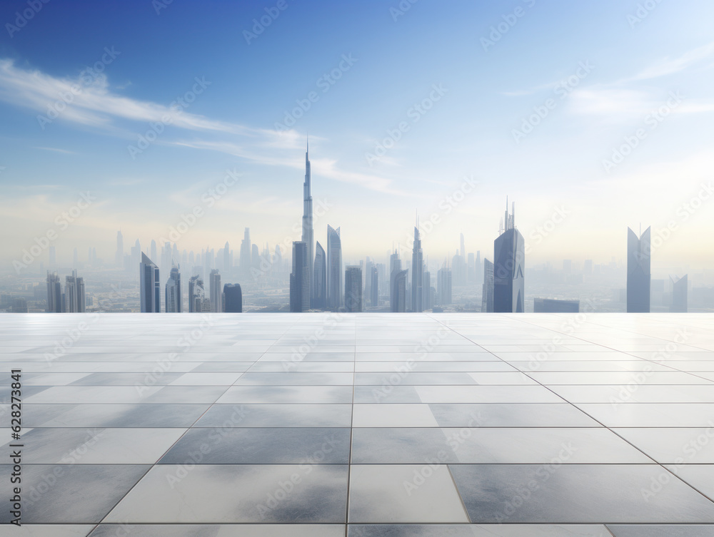 empty floor or road with modern building empty floor or road with modern building