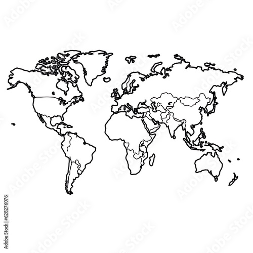 Best doodle world map for your design. Hand drawn
