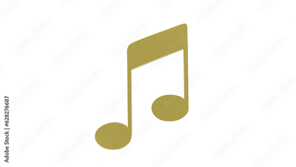 Golden music note isolated on white and transparent background. Music concept. 3D render Golden music note isolated on white and transparent background. Music concept. 3D render