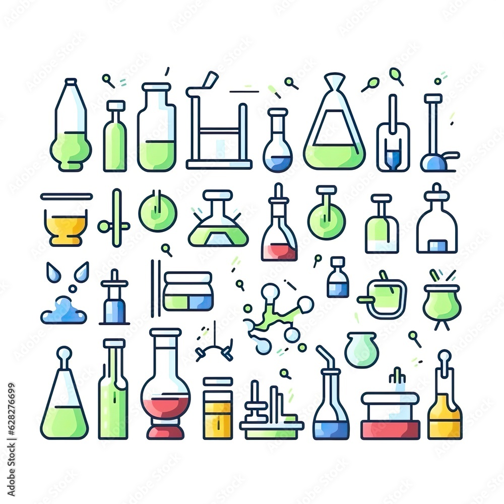 Laboratory or chemistry symbols icon set. Laboratory or chemistry symbols icon set.