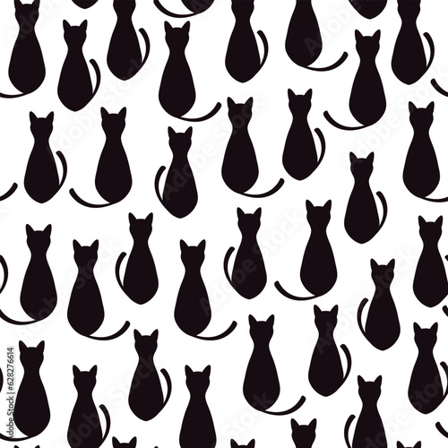 Wall Mural Black cats seamless pattern
