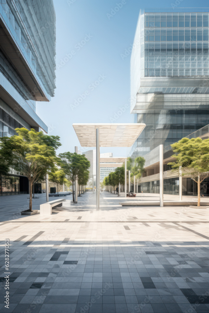 Fototapeta premium empty floor or road with modern building