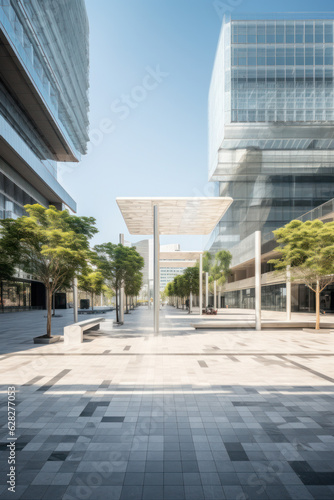 empty floor or road with modern building
