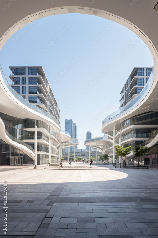 Obraz premium empty floor or road with modern building