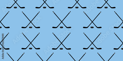 Hockey seamless pattern. Simple illustration of hockey vector seamless pattern for web design. Vector