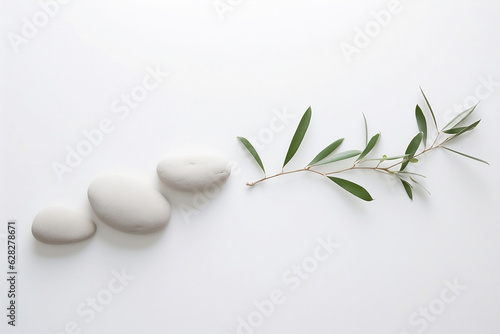 Tranquil Nature: Sage Twig and Pebble Rocks Minimalist - Nature Inspired Graphic Resource