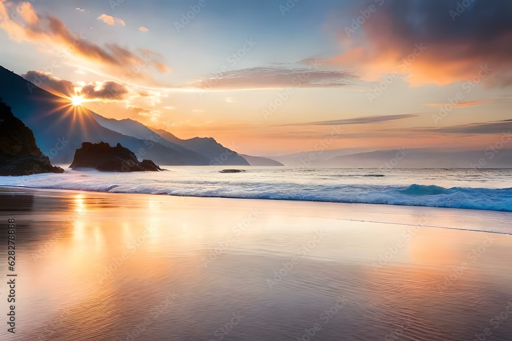 sunset at the beach generated AI sunset at the beach generated AI