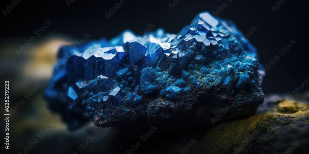 Mineral stone corundum blue close-up. Generative AI Mineral stone corundum blue close-up. Generative AI