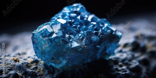 Mineral stone corundum blue close-up. Generative AI