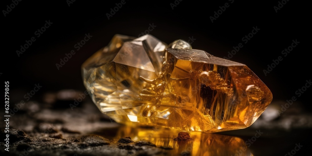 Photo of the mineral stone citrine close-up, macro. Generative AI Photo of the mineral stone citrine close-up, macro. Generative AI