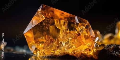 Photo of the mineral stone citrine close-up, macro. Generative AI