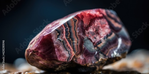 Photo of the mineral stone rhodolite close-up, macro. Generative AI photo