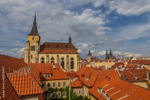 Skyline of Prague with St. Giles' Church, Czech Republic