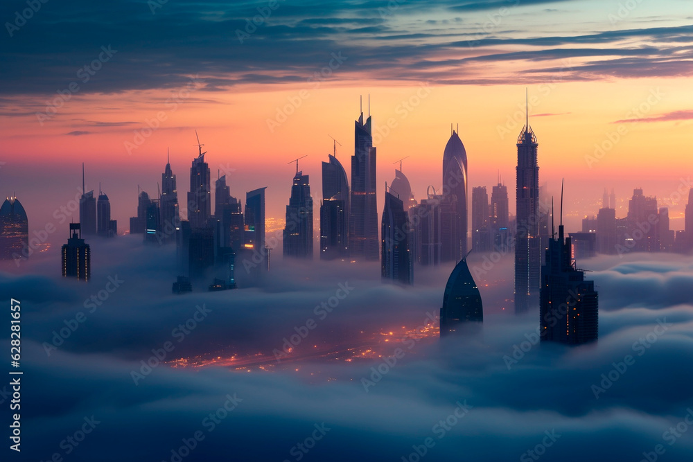 Obraz premium Dubai under the mist