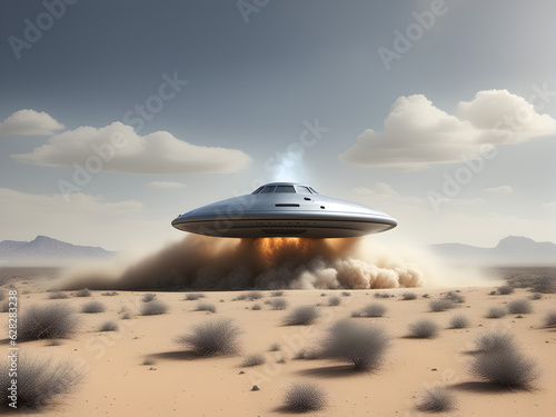  Daytime diffusion in the desert  A semi-buried flying saucer  surreal and intriguing.          