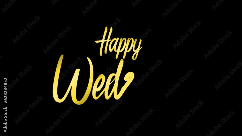 happy wedding animated text on black background happy wedding animated text on black background