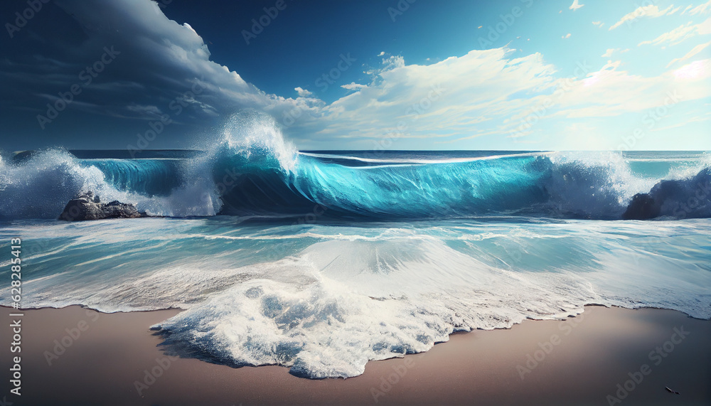 ocean and sky and ocean breaks on shore top view, day time generative in ai ocean and sky and ocean breaks on shore top view, day time generative in ai