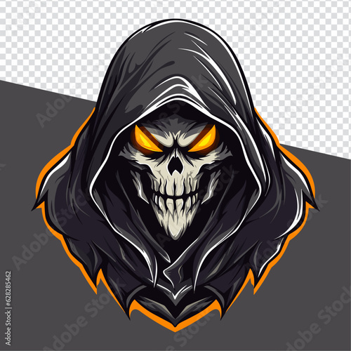 Embrace the Shadows: Edgy Dark Reaper Mascot Logo Designs for Sports, Esports & Apparel Printing