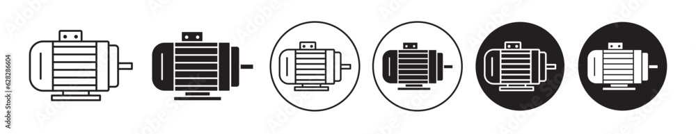 Electric motor icon set. ev car engine motor sign. industrial dc electromotor vector symbol. suitable for mobile app, and website UI design. - obrazy, fototapety, plakaty 