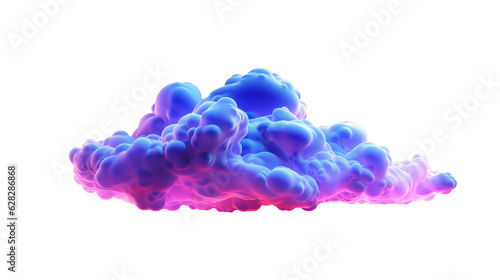 An abstract cloud illuminated with neon light, purple, turkis, and blue colors