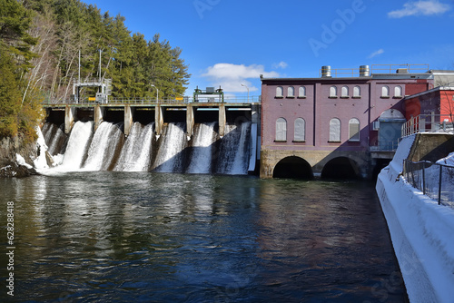 Magog river hydroelectric power plant, renewable energy, Sherbrooke, Quebec photo